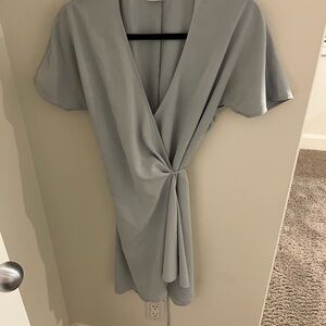 Babaton Wallace Slate Blue Wrap Dress